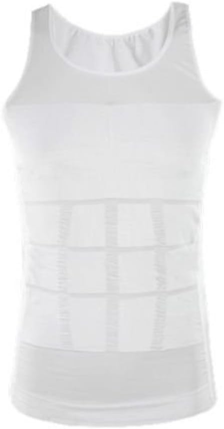 Male or Men's Underwear Slimming Tummy Waist Body Shaper Girdle Belly Buster Vest (XXL(Chest:63-70 inch), White)