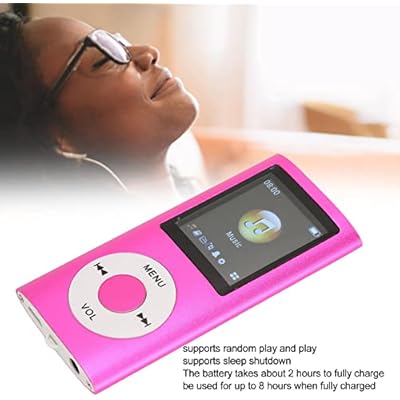 MP3 Player with Bluetooth, Music Player with Built-in HD Speaker, 1.8 Inch LCD Screen, HiFi Sound, Earphones Included, Support up to 64GB, for Students Running Walking(Pink)