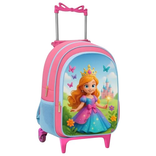 Mochila Rodinha Infantil Escolar Menina Grande Princesa |Rosa|
