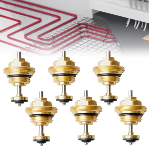 6 colectores de calefacción por suelo radiante, M30 x 1,5 mm, latón G1/2, núcleo de válvula niquelado, actuador Ufh, distribuidor de agua para circuitos de calefacción por suelo radiante