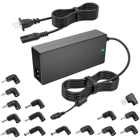 Mareisa Universal Laptop Charger, 90W AC Adapter, for Chromebook Hp Dell Acer Asus Toshiba Lenovo Samsung Sony Notebook 15V 16V 18.5V 19V 19.5V 20V DC Power Supply Cord Cover