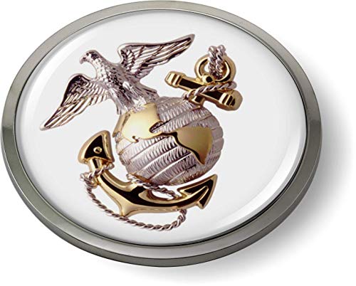 Image of The Eagle Globe Anchor US Marine Corps USMC CAR Emblem Chrome Metal Bezel | Officially Licensed US Marine Corps Product, 3D Domed, Badge, Sticker, made by BestLicensePlateFrames