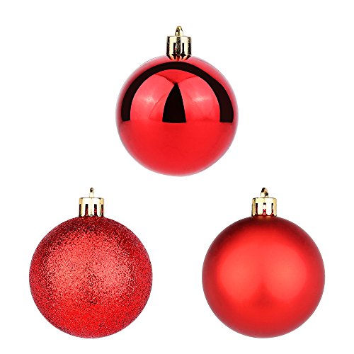 Deggod 24 Pcs 60Mm/2.36Inches Christmas Balls Baubles Ornaments, Shatterproof Shiny Matte Glittering Christmas Tree Hanging Ball Set For Xmas Tree Decorations (Red, 60Mm) #TOP3