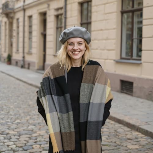 Image of Loritta Winter Scarf for Women, Long Plaid Shawl Wraps Scarves Gifts