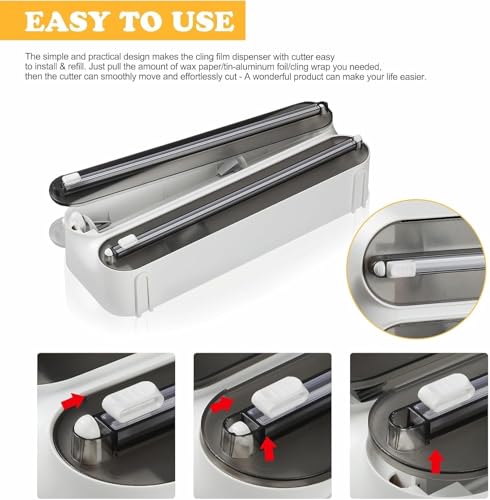 Image of DOCAT Foil Paper Cutter and Holder, 3 in 1 Magnetic Aluminum Foil and Plastic Wrap Organizer with Paper Towel Holder, Compatible with Cling Film, Tin Foil and Wax Paper (Black)