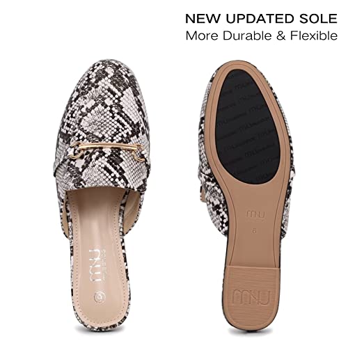 Musshoe Mules For Women Flats Comfortable Slip On Women Mules Backless Loafers,Snake Pu 9 #TOP20