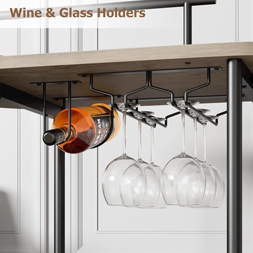 Garvee Bar Serving Cart with Wine Rack and Glass Holder, 3-Tier Rolling Serving Cart with 4 Wheels, Small Serving Table for Living Room, Kitchen, Dining Room, Black+Grey by Garvee - Image 5