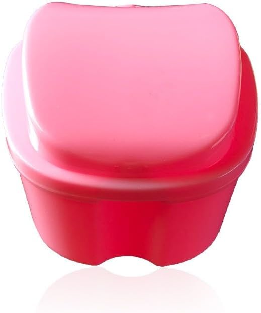 Miniatura 2 de Estuche de protección bucal dental, 1 unidad, limpieza de caja de baño con cepillo, cesta coladora y tapa impermeable, color rosa