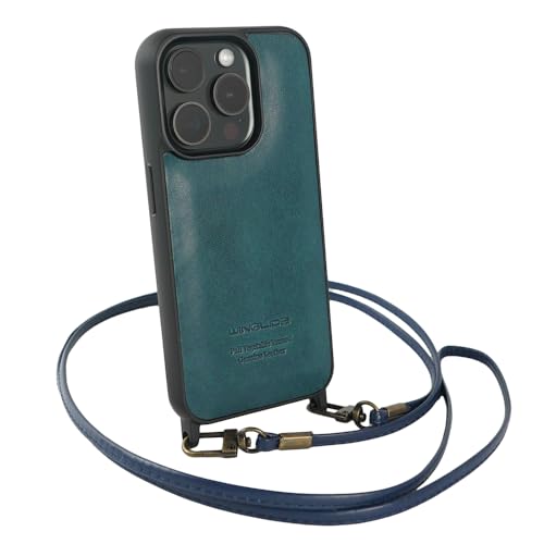 WINGLIDE|iPhone 15 Pro 用 ショルダーケース 本革 栃木レザー (ネイビー)