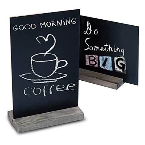 Message Tabletop Board with Wooden Stands Signs Double Sided Small Blackboard Chalk Board Small Memo Board Erasable Message Board Sign Notice Board Dry Wipe Memo Board as Table Decorations,Menu Signs Cover