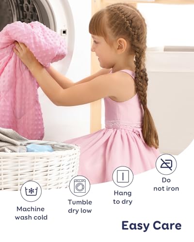 Image of Kivik Weighted Blanket 5 lbs, Small Minky Dotted Blankets, Soft Heavy Blanket Throw, Machine Washable, 36 x 48 Inches Pink