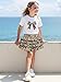 xueteox Summer Outfits for Girl 2 Piece, Bow Graphic Tees and Leopard Short Skirt Fashion Casual Clothing (White, 9Y)
