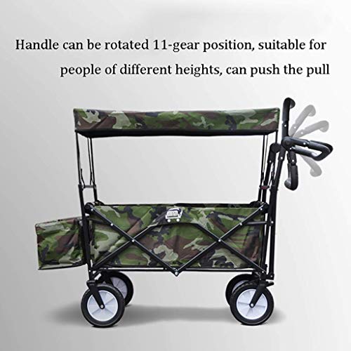 Carrito plegable para jardín con toldo, resistente, capacidad de carga 80 kg, color verde oscuro miniatura 3