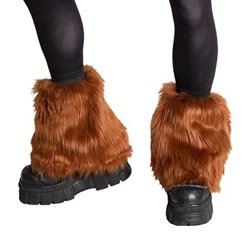 ZAYZ Beinwärmer aus Kunstpelz und Plüsch für Damen Winter Short Boot Cuffs Covers Ärmel Weihnachten, Halloween, Hippie-Kostüm (Color : Brown, Size : 25cm) Cover