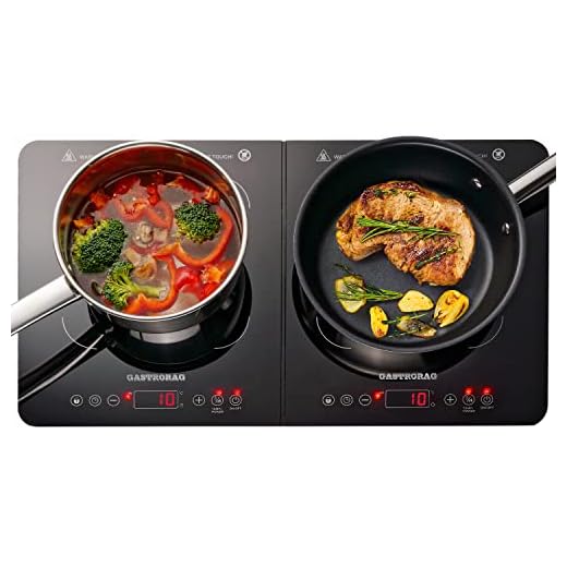 Gastrorag 1800W Portable Double Induction Ceramic Cooktop – Lightweight, Sensor Touch, 10 Temperature Power Settings, 180 Min Timer, Energy-saving Countertop Double Burner Stove, IP-34DOUBLE