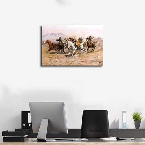Impression sur toile Outnumbered Charles M Russell tableau salon 20x30cm
