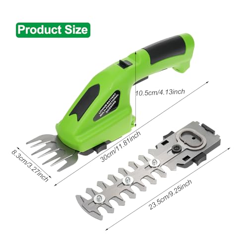 Namolit Aparador de sebes sem fio, aparador de sebes portátil 2 em 1, aparador de grama elétrico de