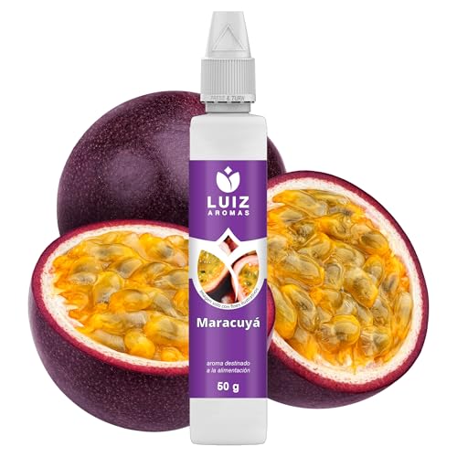 LUIZ AROMAS | Aroma Maracuyá - Aroma Alimentario en Gotas para dulces de Hornear, Pasteles, Bizcochos y Tartas | Producto Vegano sin Calorías y sin Azucar | Producto 100% Italiano (50g)