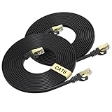Cat7 Ethernet Cable 10 FT 2-Pack Black, Intelart Cat-7 Flat RJ45 Computer Internet Lan Network Ethernet Patch Cable Cord - 10 Feet