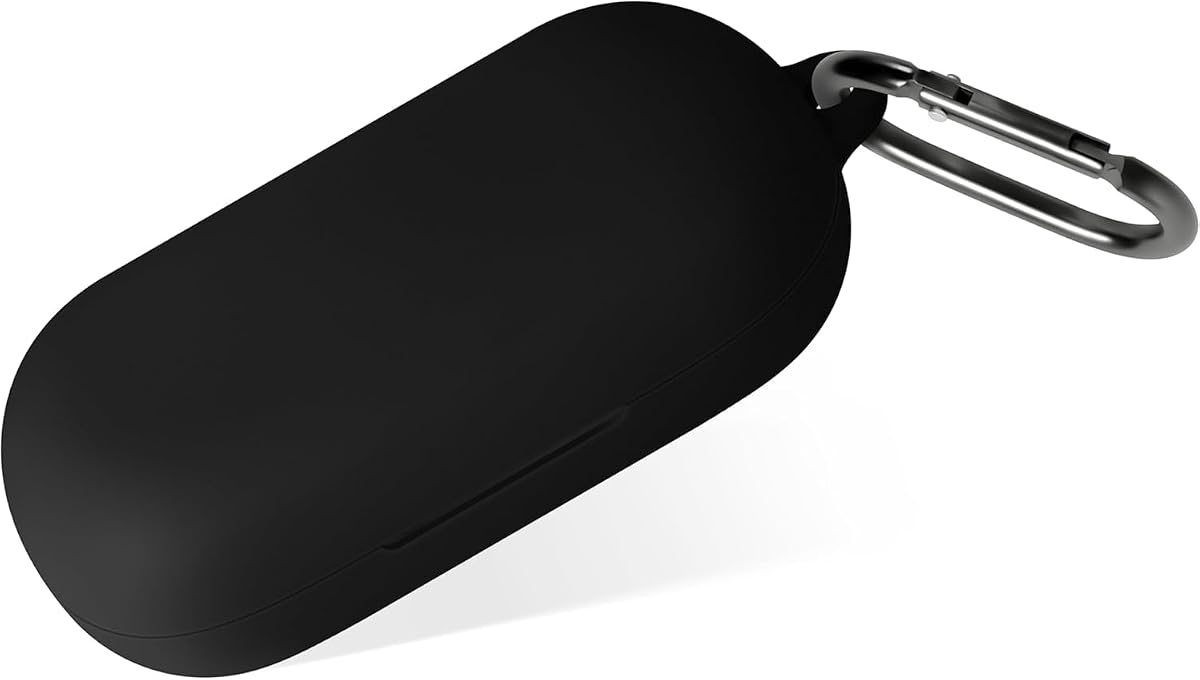 Geiomoo Silicone Cover for Raycon Open Earbuds Case, Soft Flexible Scratch Resistant Protective with Carabiner (Black)