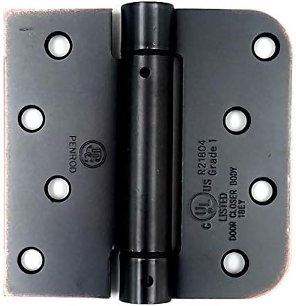 Hinge Outlet Spring Self-Closing Hinges, 4 Inch Square with 5/8 Inch Oil Rubbed Bronze, 2 Pack, Adjustable Door Closing