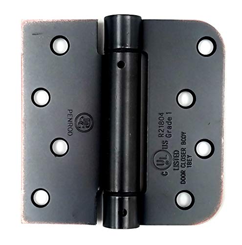 Hinge Outlet Spring Self-Closing Hinges, 4 Inch Square with 5/8 Inch Oil Rubbed Bronze Finish - Adjustable Door Closing (2 Pack) by Hinge Outlet - Used condition - US$17.85