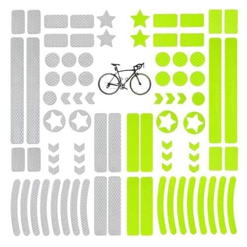 Bieiyhe 84 Piezas Pegatinas Reflectantes Bicicleta, Sticker Reflectante Adhesivo Casco, Patinete Reflectantes Moto, Pegatina Reflector, Pegatinas Fluorescentes Moto para Motocicletas, Cochecitos