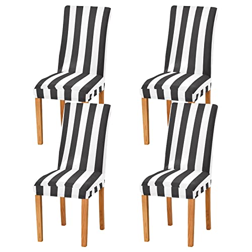 Xigua 2 Pack Dining Chair Covers Black And White Stripes Stretchable Table Seat Cover Chairs Slipcovers Protector For Hotel Restaurant Home Decor #TOP1