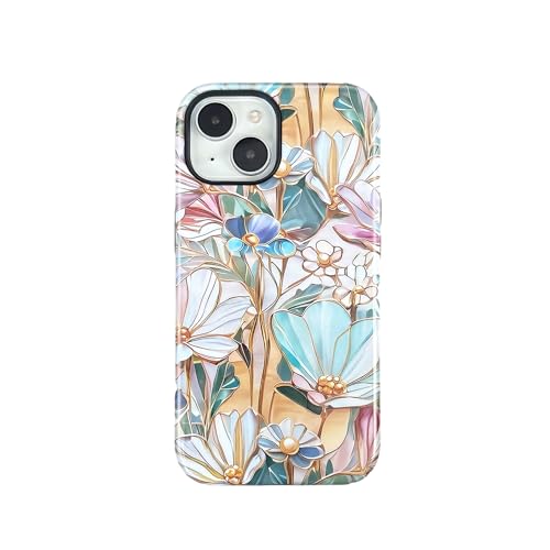 Coque antichoc durable iPhone 14 protection silicone mixte fleurs