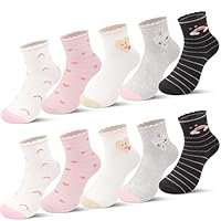 Libella 10er Pack Mädchensocken Mittellang Schulkind socken Stern Motiv Sportsocken Laufsocken Wintersocken 2886 31-34