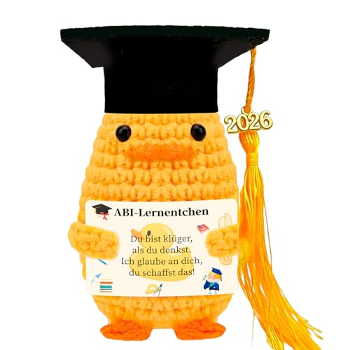 ABI-Lernentchen 2026 - Handgefertigte Häkel-Ente Als Abitur Geschenke Für Jungen & Mädchen - Witziges Abi 2026 Geschenk & Glücksbringer - Bestandene Prüfung Geschenk Zum Abitur, Abitur 2026 Geschenke
