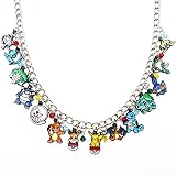 TKLPP Evolutions Pokemo Charm Necklace Anime Cartoon Metal Pikach Necklace Gifts for woman girl(A)