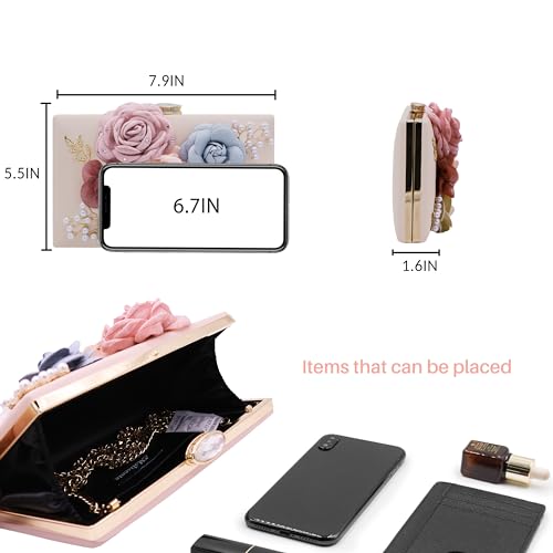 Pochette florale de mariage compacte : sac de soirée rose clair Small - 3