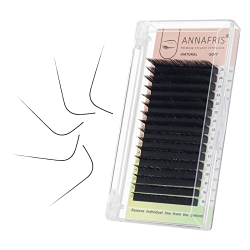 ANNAFRIS Volume Individual Eyelash Extension 0.10mm LU M Curl 8-15mm Mix Natural Eyelashes Synthetic Mink Classic Single False Lashes Matte Black Lash Extensions Supplies(0.10-LU Curl,(8-15mm) Mix)