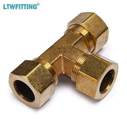 LTWFITTING 3/4-Inch OD Compression Tee,Brass Compression Fitting(Pack of 3) - Thumbnail 4