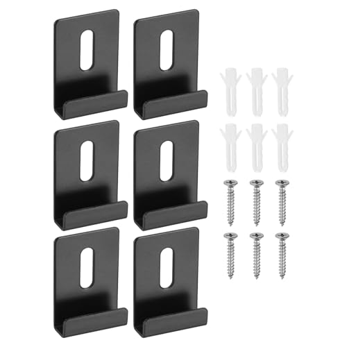 Image of uxcell 6Pcs Metal Mirror Holder Clips, Mirror Hangers Hardware Kit with Screws Large Size for Wall Mounting Frameless Mirrors, Wall Tile, Billboards Display, Black