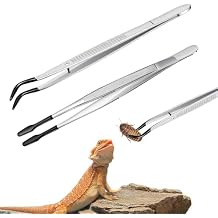 2Pcs 6 Inch Reptile Feeding Tongs with Soft Tips, Bearded Dragon Tank Accessories, Food Tweezer for Leopard Gecko, Crested Gecko, Jumping Spider, Frog, Snake, Chameleon and Red-eared Slider