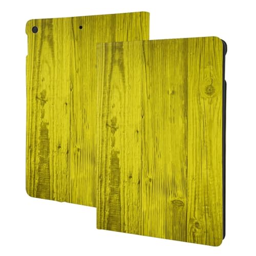 Étui pour iPad 10.2 jaune effet bois compatible avec 9e 8e 7e génération