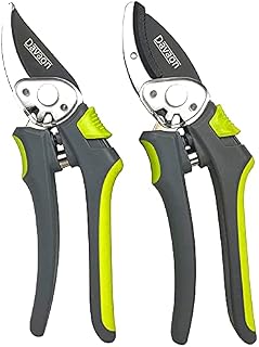 Geared Garden Secateurs (Set of 2) - Anvil & Bypass Secateurs, Lightweight Pruning Shears, Ergonomic Secateurs for Arthritic Hands, Made with Premium Rust-Resistant Steel, Davaon Pro
