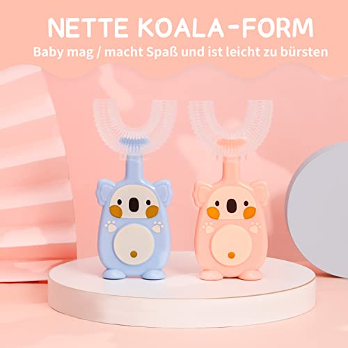 Fanshiontide Kinder U-Förmige Zahnbürste, 2 Stück Silikon 360 Grad für den Ganzen Mund, 2-6 Jahren, Manuelle Massage Zahnfleisch