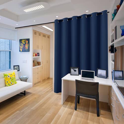 Image of RYB HOME Privacy Room Partition Curtains Blackout Drapes Energy Efficient Odor Reducing Window Treatment for Dorm Studio City Loft Cubicle, 9 ft Tall x 10 ft Wide, Navy Blue, 1 Panel