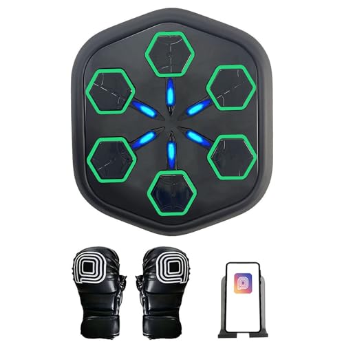 Máquina de boxeo, equipo de boxeo inteligente montado en la pared con soporte para teléfono, almohadillas de boxeo Bluetooth, boxeador electrónico con guantes para ejercicios de entrenamiento