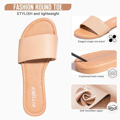 FITORY Women's Slide Sandals Fashion Round Toe with Classic Single Strap by FITORY - Used condition - Image 4