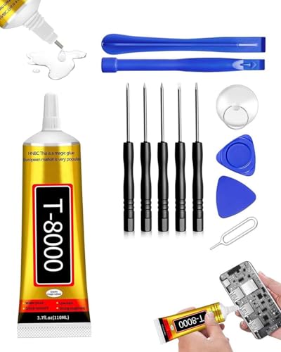 HUVZOR Pegamento Pantalla Móvil, 110ML, Con Herramientas de Reparación, Alta Elasticidad y Viscosidad, Adecuado para Pantallas de Teléfonos Móviles, Tabletas, Portátiles, Cámaras, etc