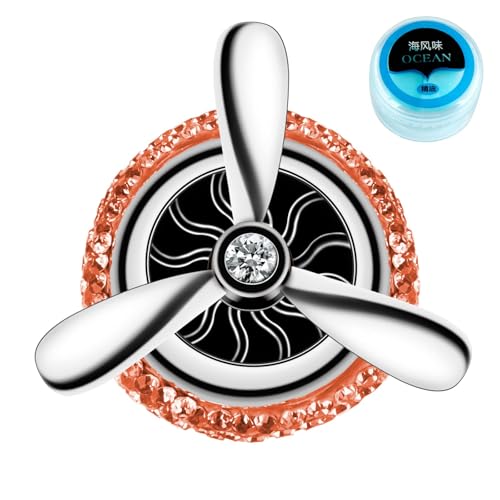 Image of eing Car Air Freshener,Turbo Spinning Car Vent Clip Fragrance Diffuser,Essential Oil Air freshener with Bling Crystal Diamonds,Stylish Propeller Shape Car Decor (Orange)