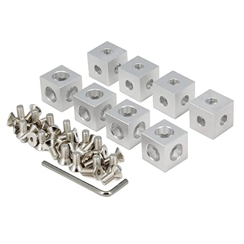 REHOSE 4/8pcs/pack 2020 Aluminum Block Cube Prism Connector Wheel Regulator Corner for 6mm Slot Aluminum Extrusion Profile 2020 Series (Color : 8-Sliver Set)