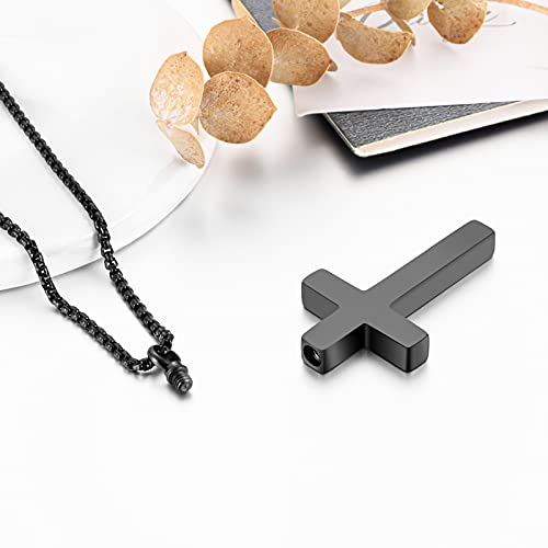 Dletay Cremation Necklace for Ashes Stainless Steel Cross Pendant Urn Necklace Memorial Keepsake Jewelry for Men Women2