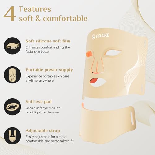 Image of Red Light Therapy for Face, LED Light Therapy Mask Skin Care Mask & Neck, LED Red & NIR Light Therapy Wavelength for Home Use, Working Travel Yoga Sleep yellow
