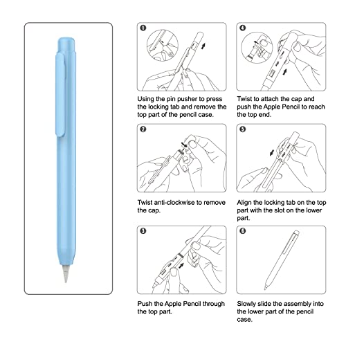 Image of MoKo Holder Case Fit Apple Pencil 1st Gen, Retractable Tip Cap Fit New iPad 10th Gen 2022, iPad 9th Gen 2021, iPad 8th Gen 2020, iPad 6th 9.7 2018, iPad Mini 5th Gen Pencil Case Pencil, Sky Blue | Retractable, Protective Sleeve Skin Cover, Sturdy Clip