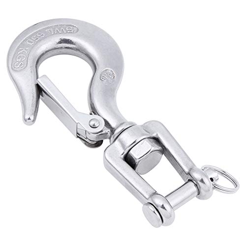 AOWISH 304 Stainless Steel Clevis Slip Hook with Safety Latch 5/16'' American Type Jaw & Eye Swivel Lifting Hoisting Chain Hooks for Rigging Towing Winch ATV Trailer Crane Wrecker and More(SWL 650KGS)
